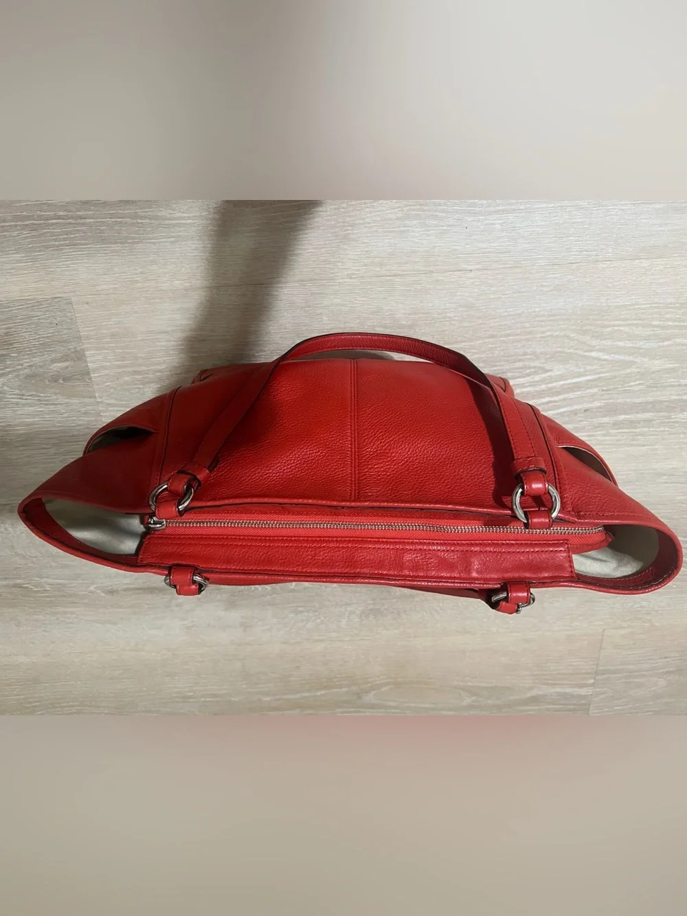 Coach Vibrant Red Pebbled Leather Shoulder Bag